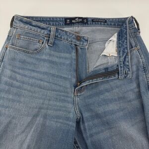 Hollister Mom Jeans Women 13R Blue Solid Cotton Blend Ultra High-Rise Stretch